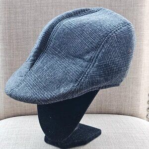 Men Hat Gatsby Newsboy Gray Cap Cotton Blend Hat Size 58 cm